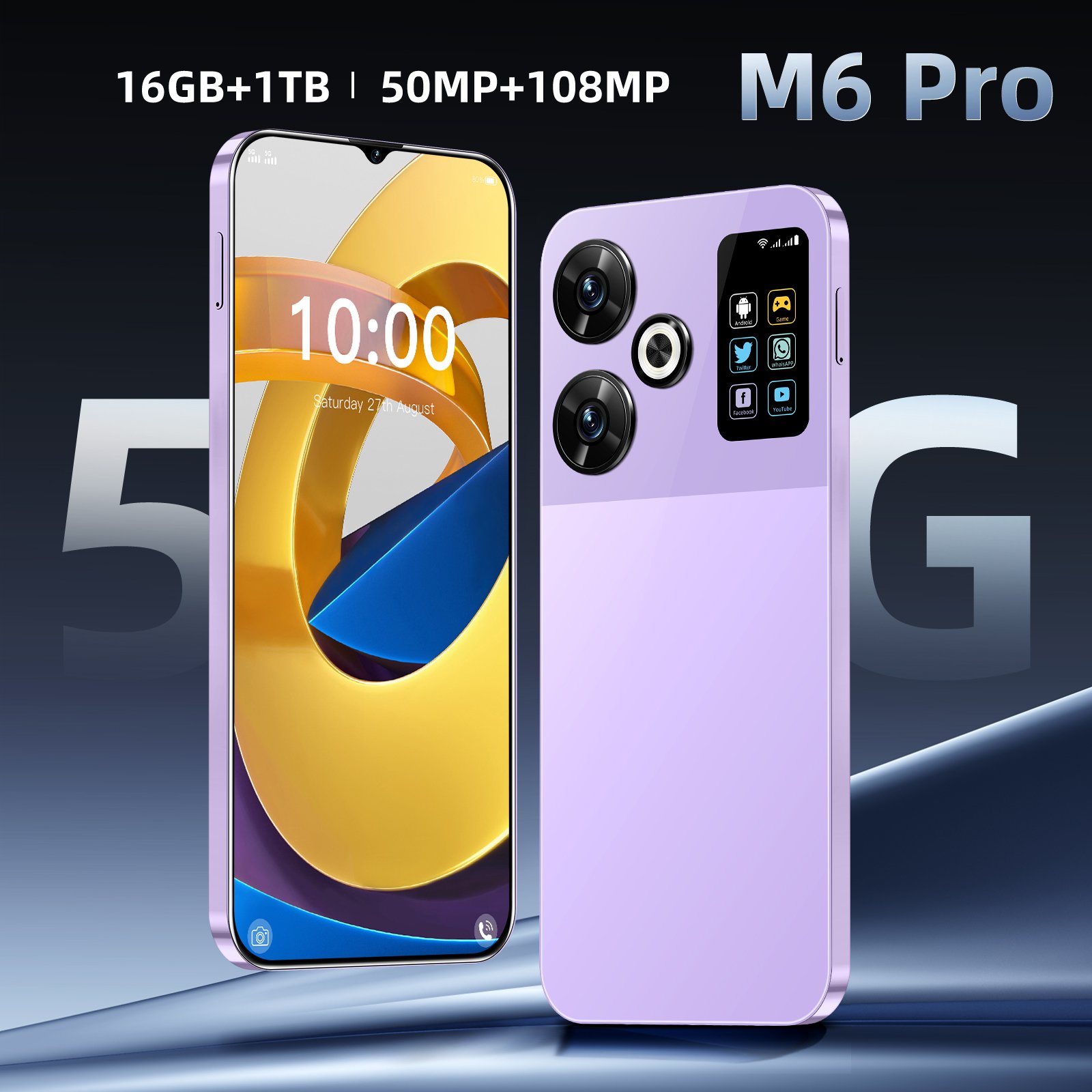 best selling M6 Pro 7.3inch 16GB+1TB Android Smartphones Fingerprint Unlocked Long Standby Deca Core 4G/5G products cheap